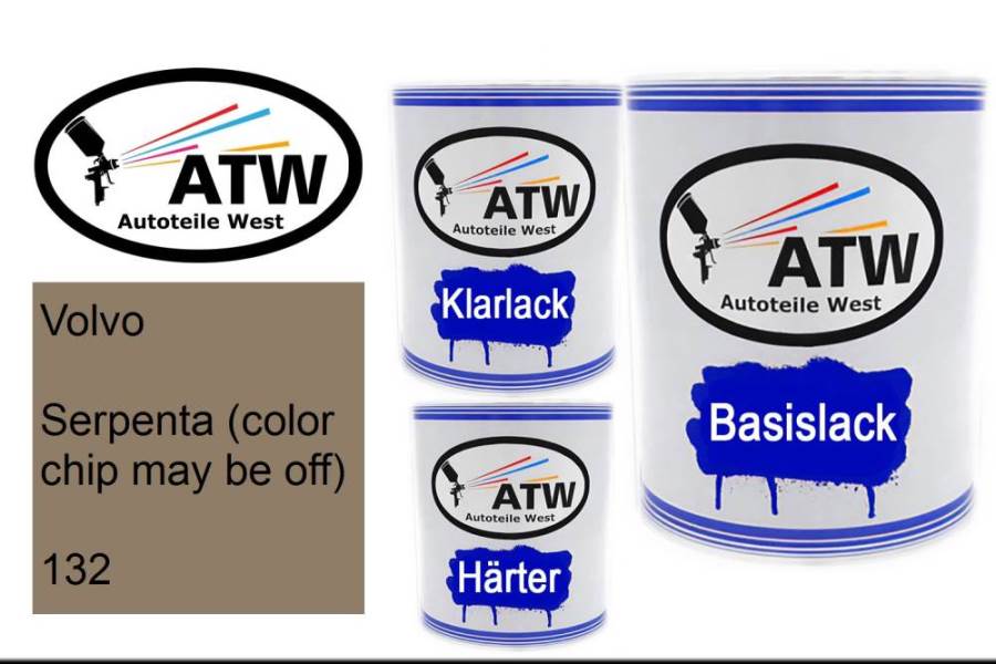 Volvo, Serpenta (color chip may be off), 132: 1L Lackdose + 1L Klarlack + 500ml Härter - Set, von ATW Autoteile West.